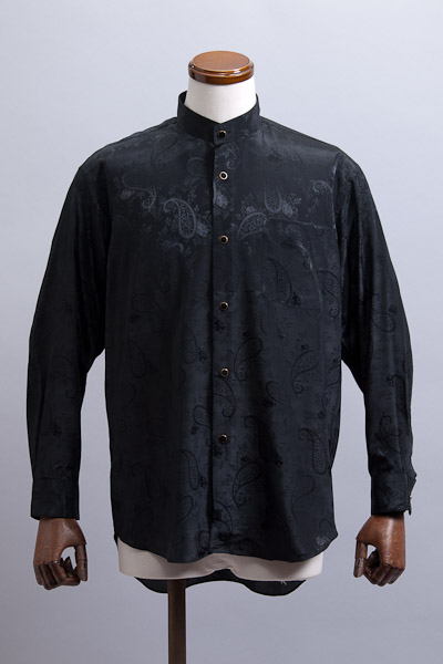 ペイズリー柄スタンドカラーシャツ 4m227 ブラック 通販 販売 メンズ ステージ衣装 上野屋シャツ店