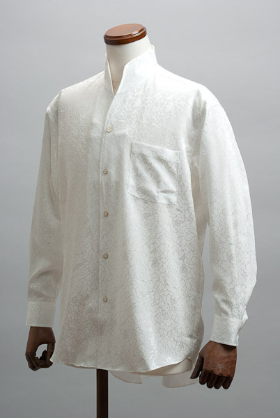 オープンスタンドカラーシャツジャガード ホワイト 通販 販売 メンズ ステージ衣装 上野屋シャツ店