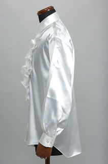 サテンフリルシャツ ホワイト【通販、販売、メンズ、ステージ衣装