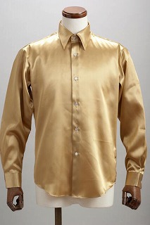 サテンシャツゴールド・全37色カラーシャツ【通販、販売、メンズ、ステージ衣装、上野屋シャツ店】