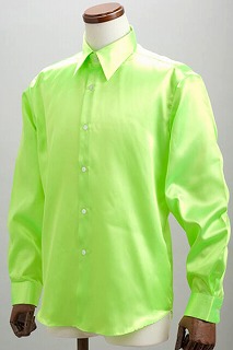 黄緑色のシャツ｜ライムグリーンシャツが売っている店｜サテンシャツライムグリーン・全37色カラーシャツ【通販、販売、メンズ、ステージ衣装、上野屋シャツ店】