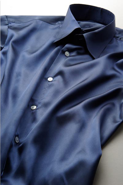 サテンシャツネイビーブルー・全37色カラーシャツ【通販、販売、メンズ、ステージ衣装、上野屋シャツ店】