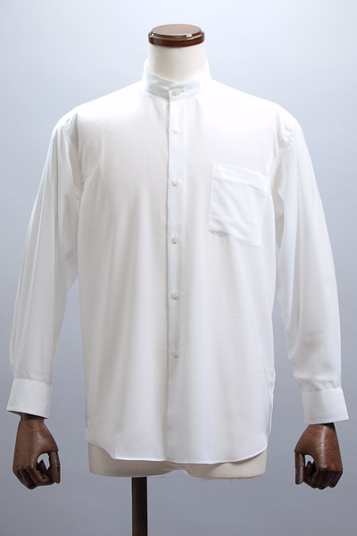 スタンドカラーシャツ1ボタン ホワイト 通販 販売 メンズ ステージ衣装 上野屋シャツ店