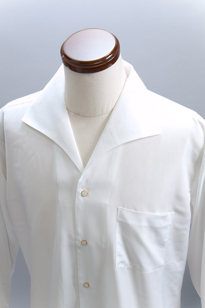 イタリアンカラーシャツ ホワイト オープンカラーシャツ 通販 販売 メンズ ステージ衣装 上野屋シャツ店