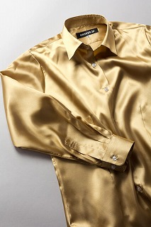 レディースモデル サテンシャツ ゴールド・【全36色】カラーシャツ