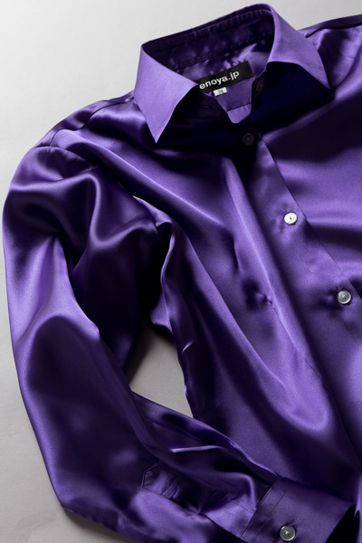 レディースモデル サテンシャツ ディープパープル・全36色カラーシャツ【通販、販売、メンズ、ステージ衣装、上野屋シャツ店】