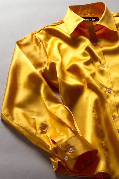 レディースモデル サテンシャツ ゴールデンオレンジ 全36色カラーシャツ 通販 販売 メンズ ステージ衣装 上野屋シャツ店