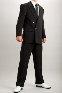 太いスラックス | ツータックパンツ ブラック 【通販、販売、メンズ