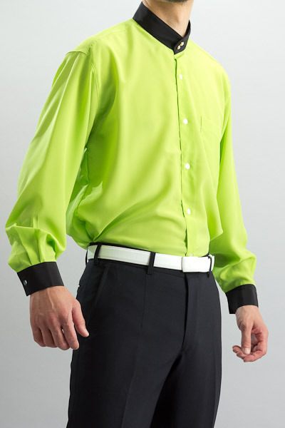 デザインスタンドカラーシャツ | 黄緑色スタンドカラーシャツ【メンズ 