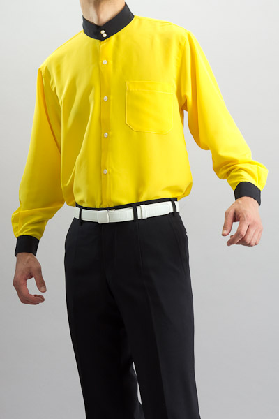 デザインスタンドカラーシャツ 黄色スタンドカラーシャツ メンズ ステージ衣装 舞台衣装 カラオケ衣装 ダンス衣装 販売 通販 上野屋シャツ店