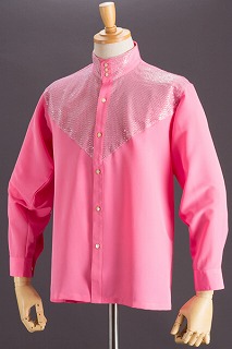 ラメスタンドカラーシャツ ピンク 【通販、販売、メンズ、ステージ衣装