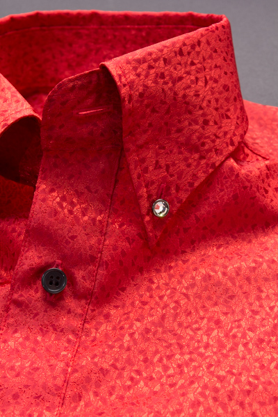 赤いシャツ販売店 スノーダスト柄ボタンダウンシャツ レッド 通販 販売 メンズ ステージ衣装 上野屋シャツ店