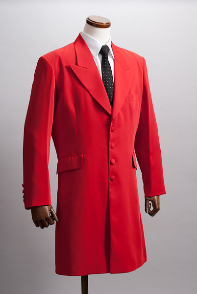 赤いロングジャケット　レッド・ズートスーツ【通販、販売、メンズ、ステージ衣装、上野屋シャツ店】