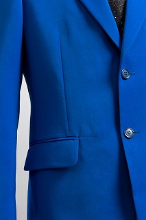 青いジャケット・シングル 2つボタンジャケット サイドベンツ ブルー 