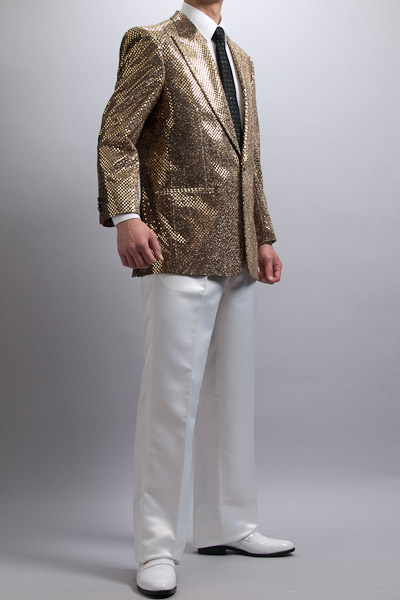 スパンコールジャケットゴールド シングル1ボタン 【通販、販売、メンズ、ステージ衣装、上野屋シャツ店】
