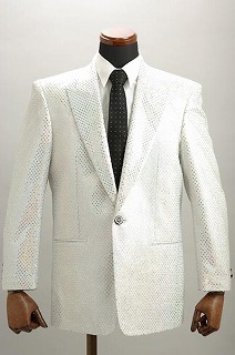 スパンコールジャケット シングル1ボタン ホワイト 【通販、販売、メンズ、ステージ衣装、上野屋シャツ店】