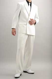 日本初売【刺繍入りアオキ特価刺繍入りスーツ】白色ダブルスーツ【サイズＳ～4Ｌ】 スーツ