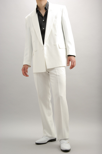 大きいサイズの白いダブルスーツ【通販、販売、メンズ、ステージ衣装、上野屋シャツ店】