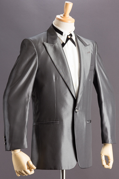 光沢のあるスーツ【シャンブレースーツ】シングル1ボタン ブラック通販、販売、メンズ、ステージ衣装、上野屋シャツ店