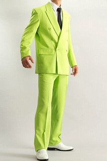 黄緑色のスーツ・カラースーツ ダブル ライトグリーン【、通販、販売、メンズ、ステージ衣装、上野屋シャツ店】