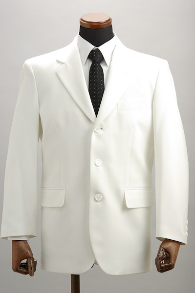 白いスーツ・カラースーツ シングル 3つボタン ホワイト【通販、販売、メンズ、ステージ衣装、上野屋シャツ店】