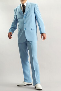 空色スーツ・カラースーツ シングル 3つボタン ライトブルー【通販、販売、メンズ、ステージ衣装、上野屋シャツ店】