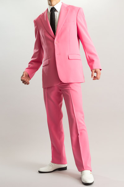 サプールファッション ピンク色スーツ シングル スーツ ノータック ショッキングピンク 通販 販売 メンズ ステージ衣装 上野屋シャツ店