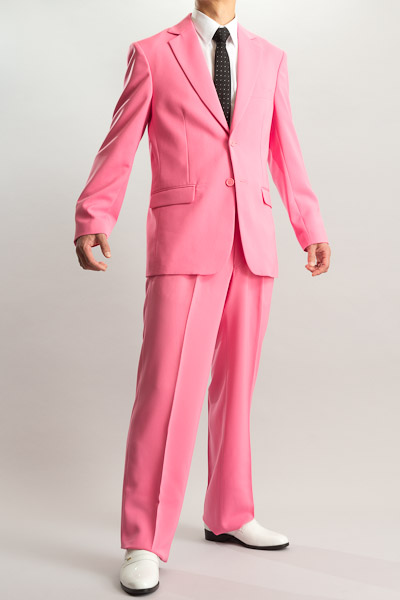 ピンク色のスーツが売っている店 【通販・販売】 シングル 2つボタンスーツ サイドベンツ ショッキングピンク【通販、販売、メンズ、ステージ衣装