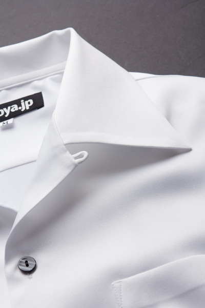 開襟シャツ ホワイト・オープンカラーシャツ【通販、販売、メンズ、ステージ衣装、上野屋シャツ店】