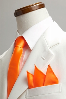 サテンポケットチーフ 全37色オレンジ・カラーポケットチーフ【通販、販売、メンズ、ステージ衣装、上野屋シャツ店】