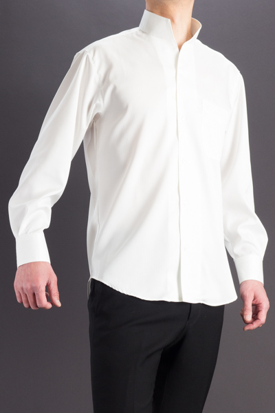 マオカラーシャツ オープンタイプ ホワイト 通販 販売 メンズ ステージ衣装 上野屋シャツ店