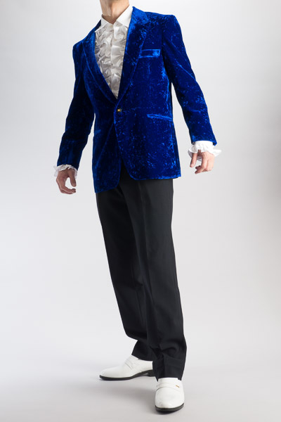 舞台衣装 男性 | クラッシュベルベットジャケット #460 ブルー 【通販 