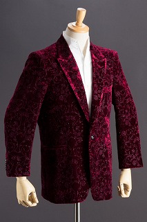 シックなワインカラーのベルベットステージジャケット｜上野屋シャツ店