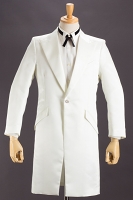 スリム ロングジャケット 【デザインボタン】 ホワイトの画像