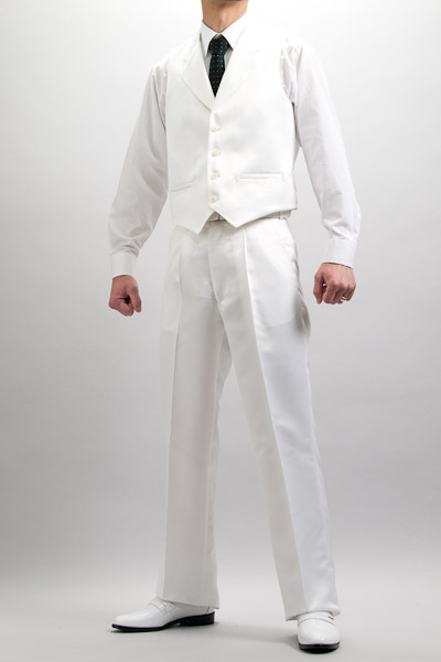 カラーベスト ホワイト サテンベスト 襟付き 通販 販売 ステージ衣装 上野屋シャツ店