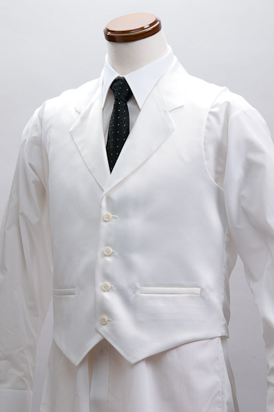 カラーベスト ホワイト サテンベスト 襟付き 通販 販売 ステージ衣装 上野屋シャツ店