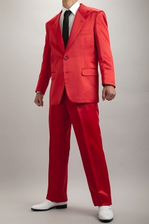 【サテンスーツ】赤いスーツ・カラースーツ シングル 2ボタン レッド通販、販売、ステージ衣装、上野屋シャツ店