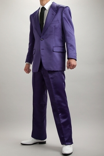 サテンスーツ】紫色スーツ・カラースーツ シングル 2ボタン パープル 