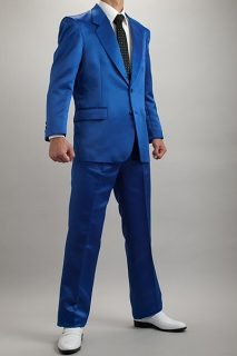 GARNIER 青 スーツ 青いスーツ【サテンスーツ】カラースーツ シングル 2ボタン ブルー通販