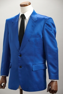 青いスーツ【サテンスーツ】カラースーツ シングル 2ボタン ブルー通販