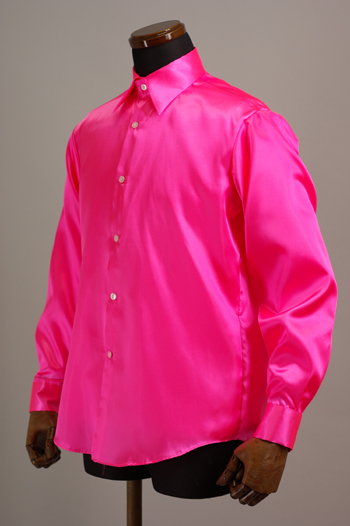 ピンク色のシャツ販売店 東京上野 37色 カラーシャツ販売店 サテンシャツショッキングピンク ステージ衣装 舞台衣装 カラオケ衣装 ダンス衣装 販売 通販 上野屋シャツ店